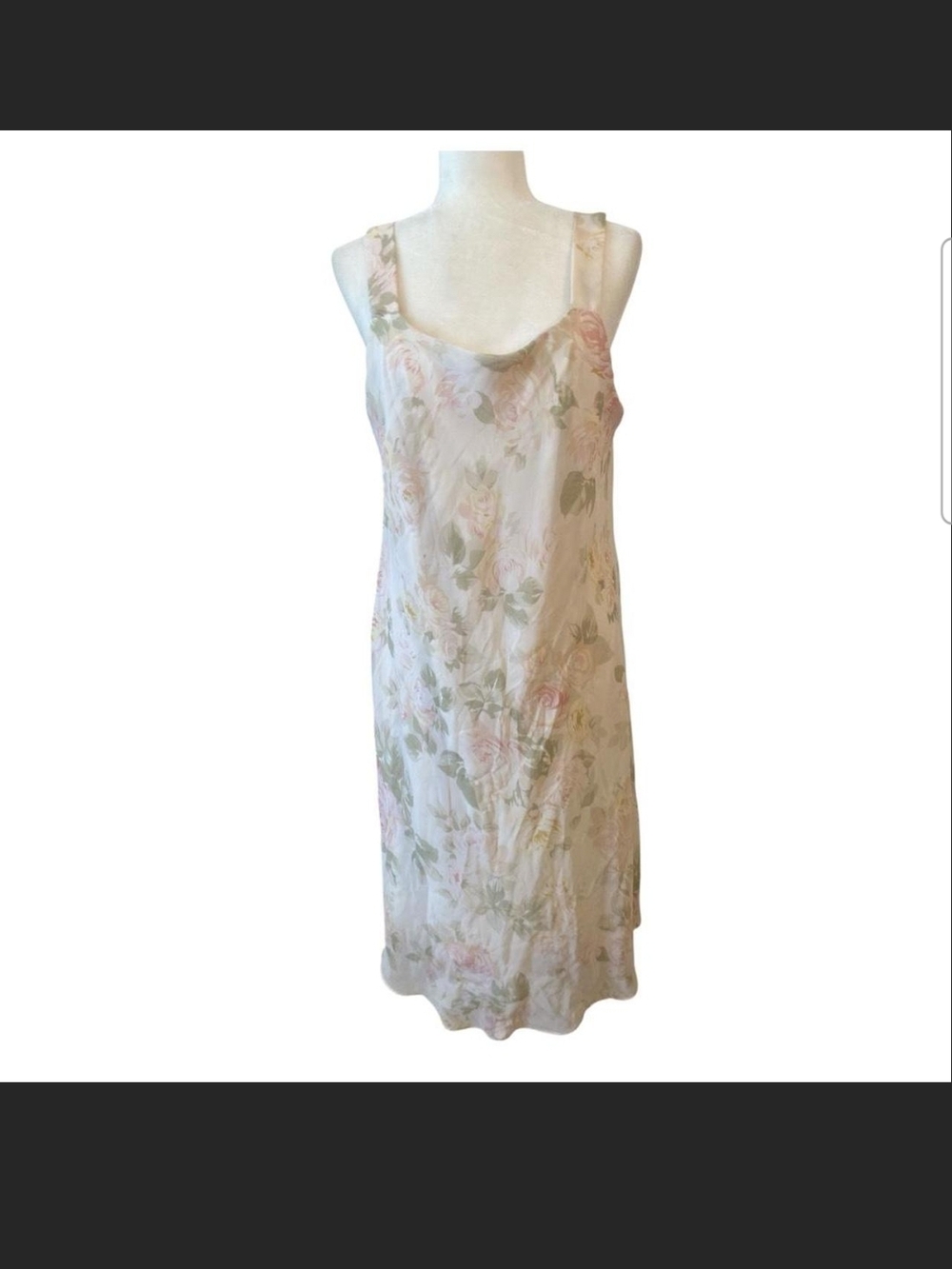 Vintage J.B.S. Floral Slip Dress in Cream and Soft Pink/green